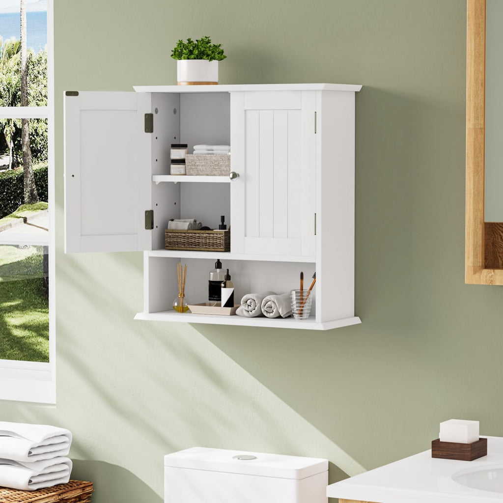 White Wall Mounted Bathroom Cabinet with 2 Door M24817
