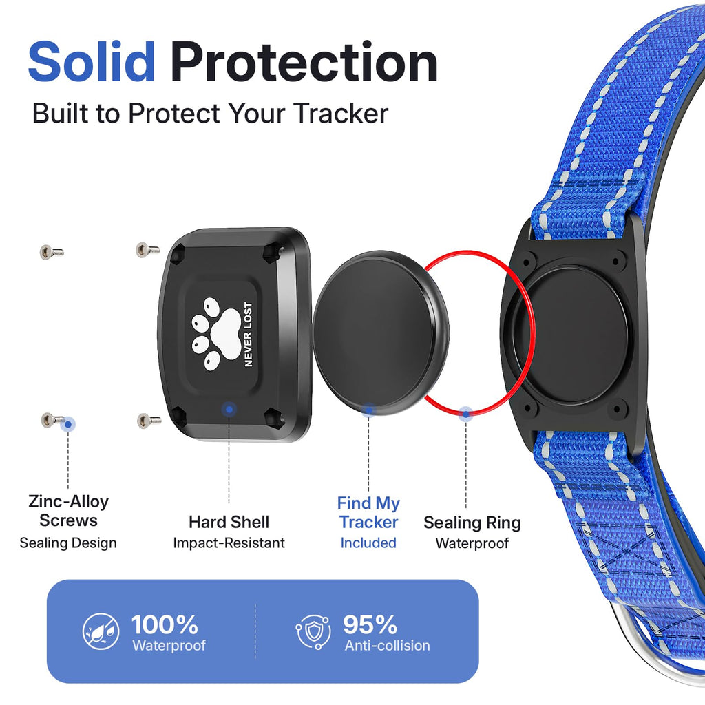 GPS Dog Collar with Tracker, Waterproof, Blue, L E5746