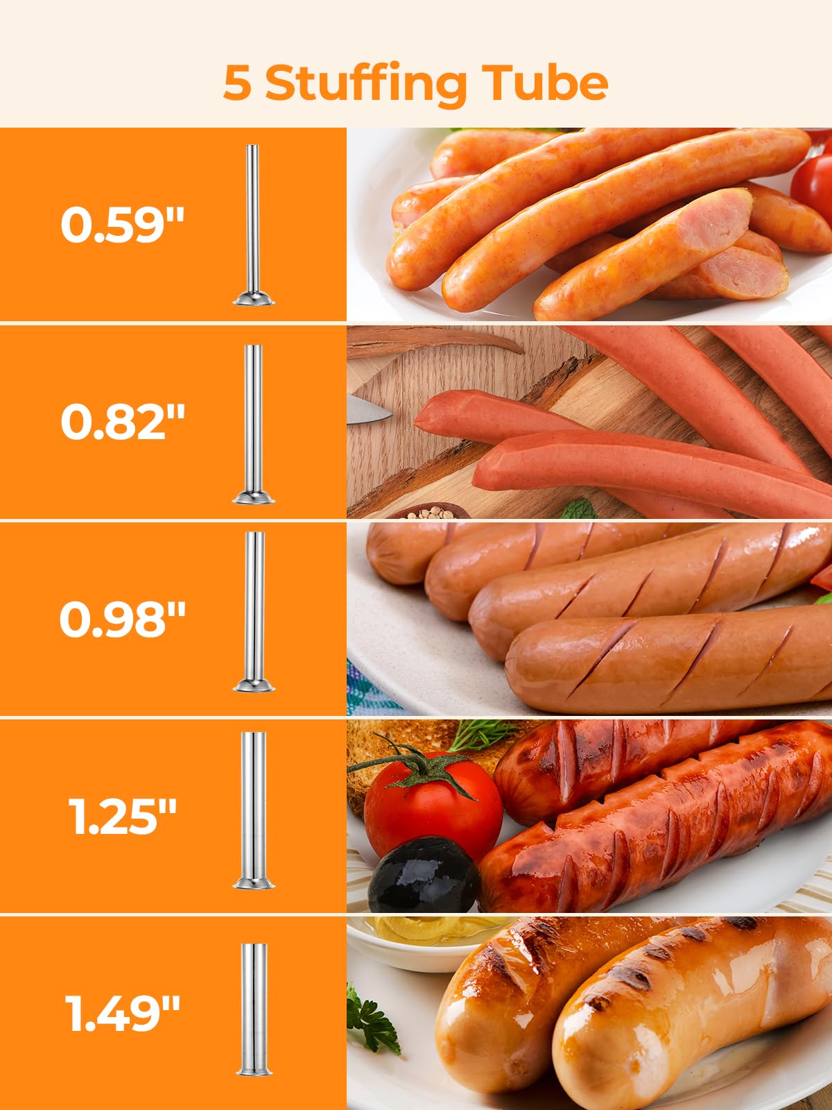 7LBS / 3L Dual Speed Sausage Stuffer with 5 Stuffing Tubes N8463