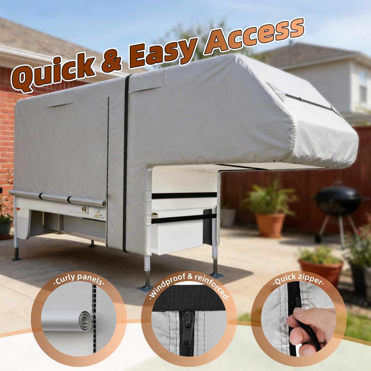10-12ft Truck Camper Cover 300D Oxford W56625
