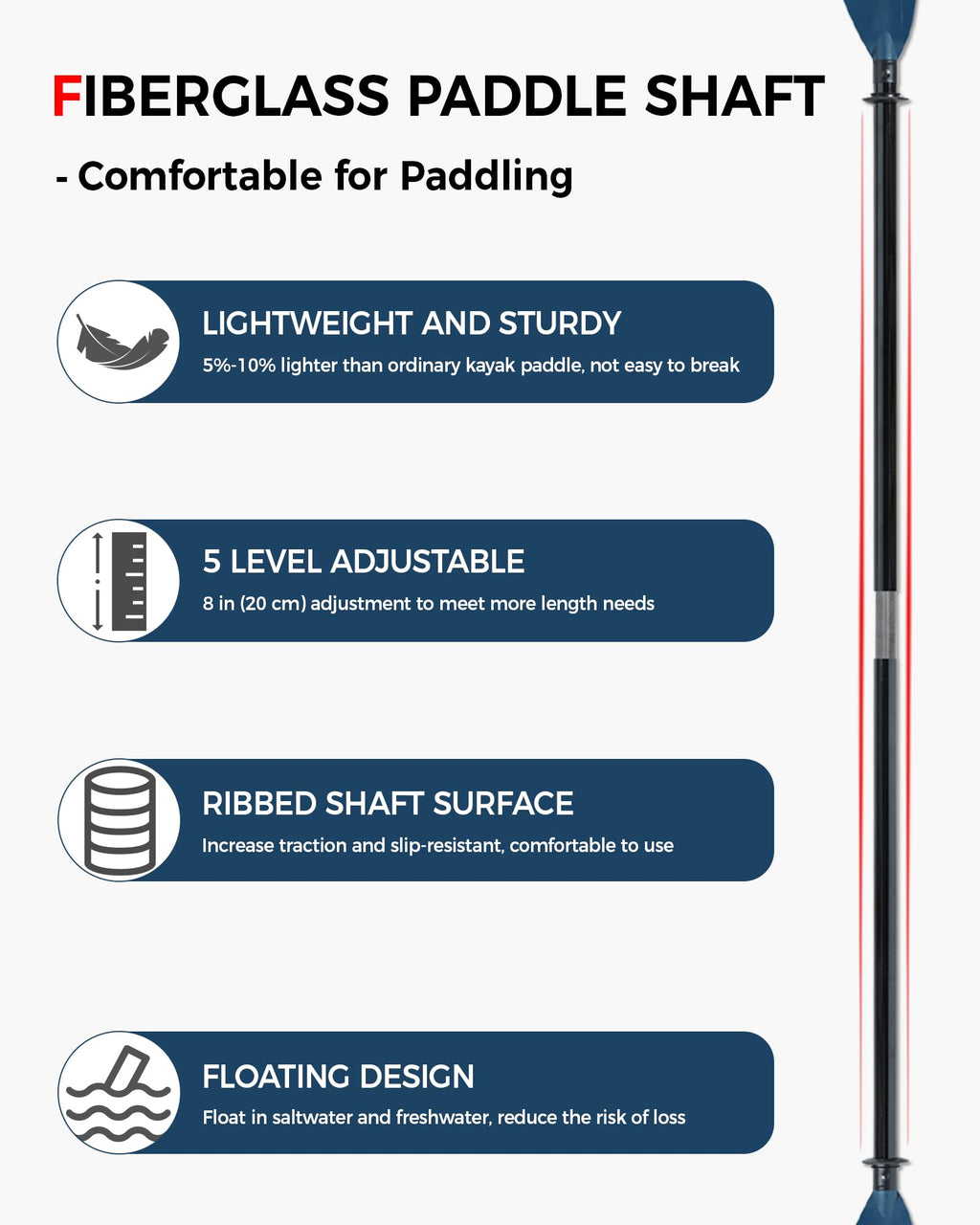 Adjustable Fiberglass Kayak Paddle L6587