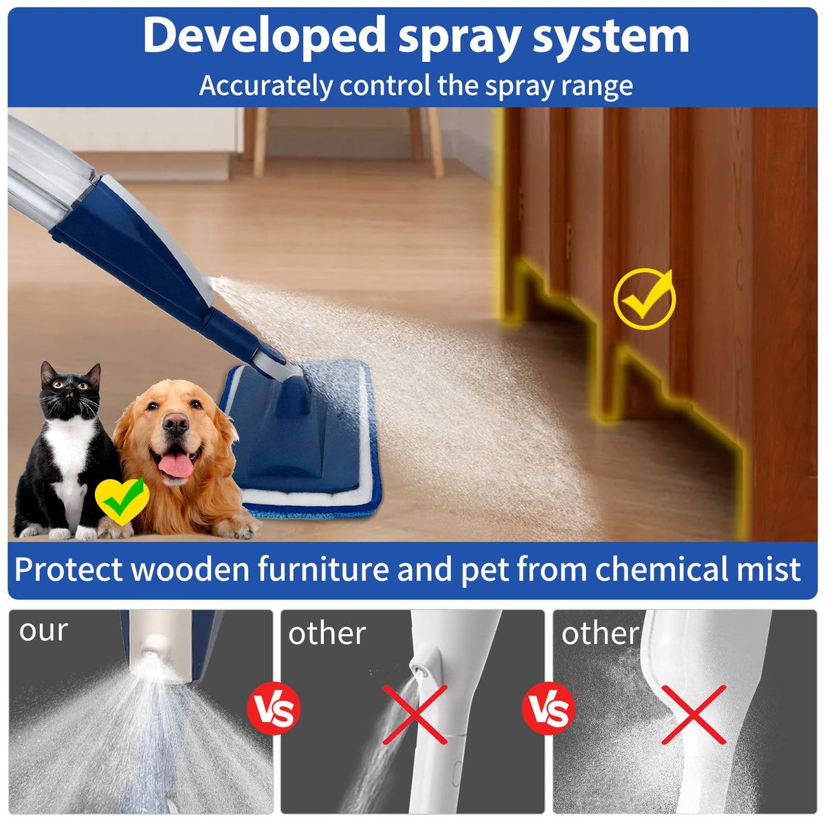 Wet Spray Mop with 14 oz Bottle & 3 Microfiber Pads Q279