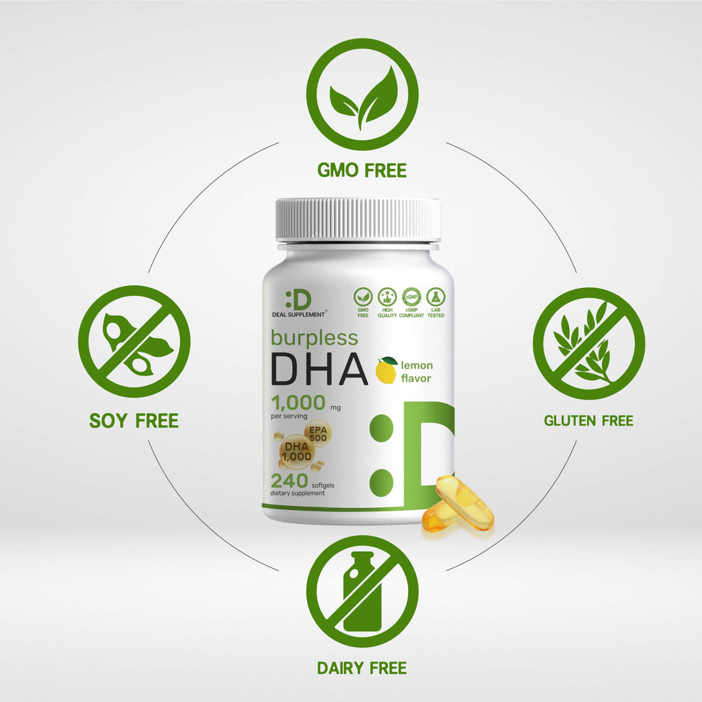 240 Softgels Lemon Flavor DHA 1000mg EPA 500mg Omega-3 Softgels X1004