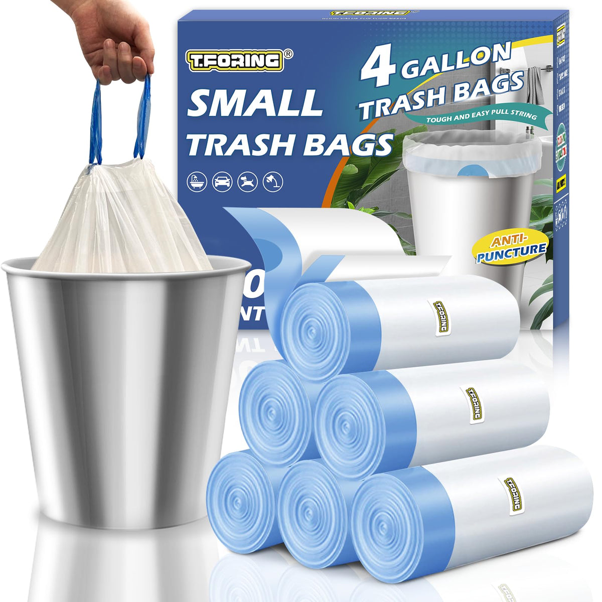 4 Gallon Drawstring Unscented Trash Bags 120 Count L5115
