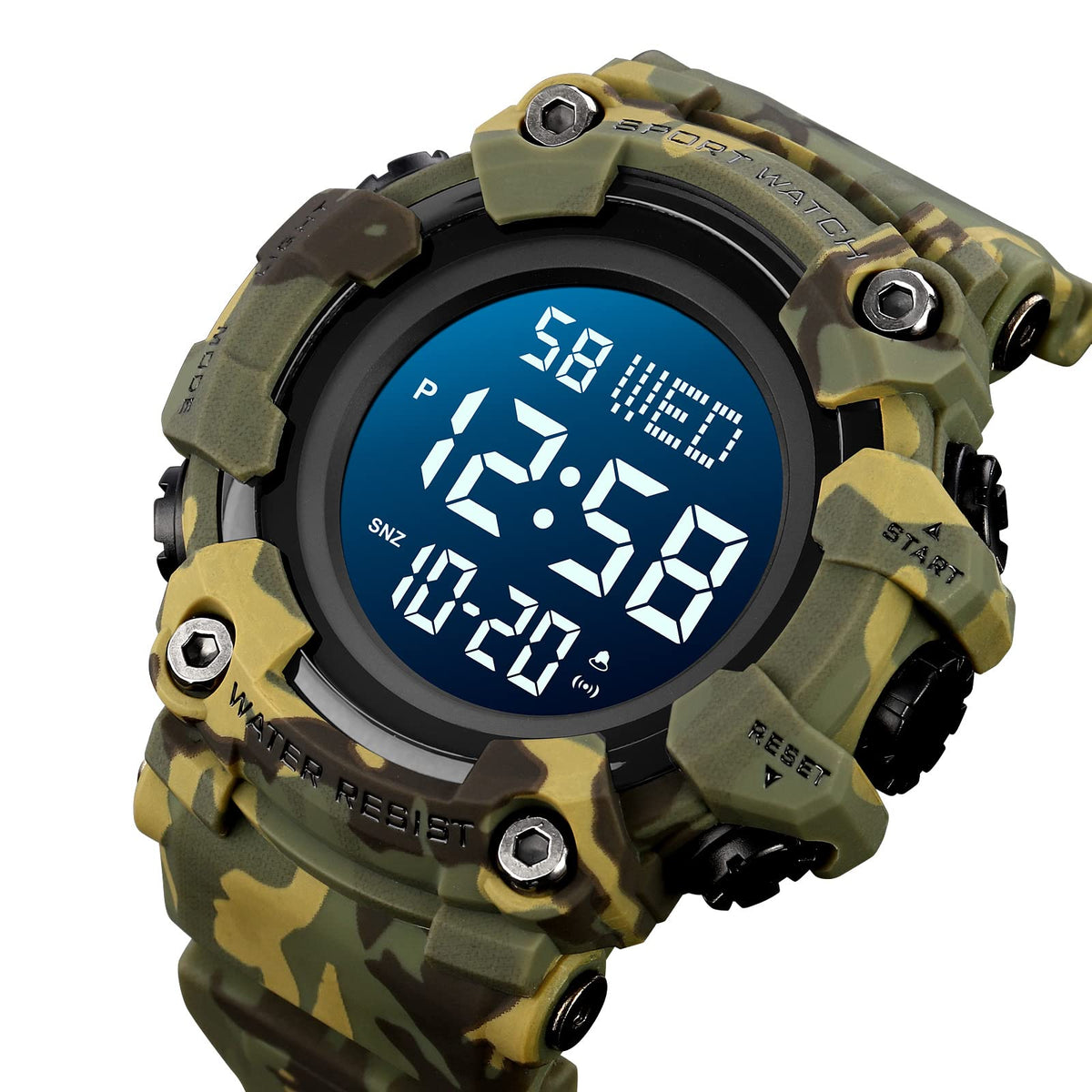 Men's Digital Military Sports Watch Large Face 50M Rubber LED Q630966
