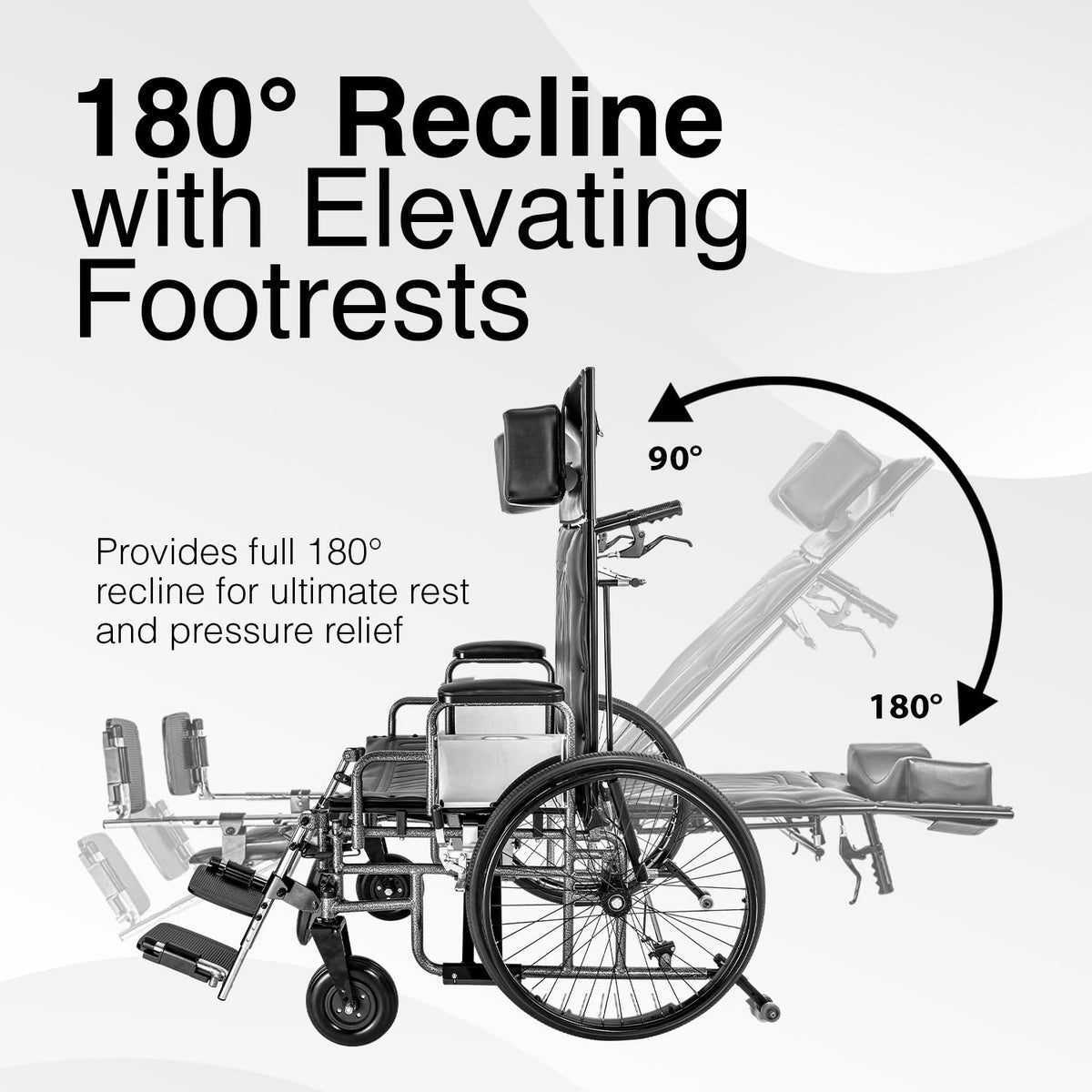 24" Wide Seat Bariatric Reclining Manual Wheelchair with Elevating Leg Rests K710
