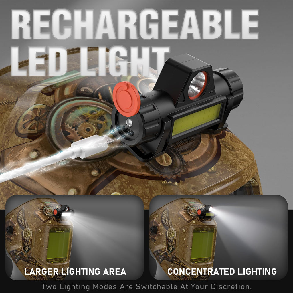 Auto-Darkening Welding Helmet with USB LED Work Light C59712