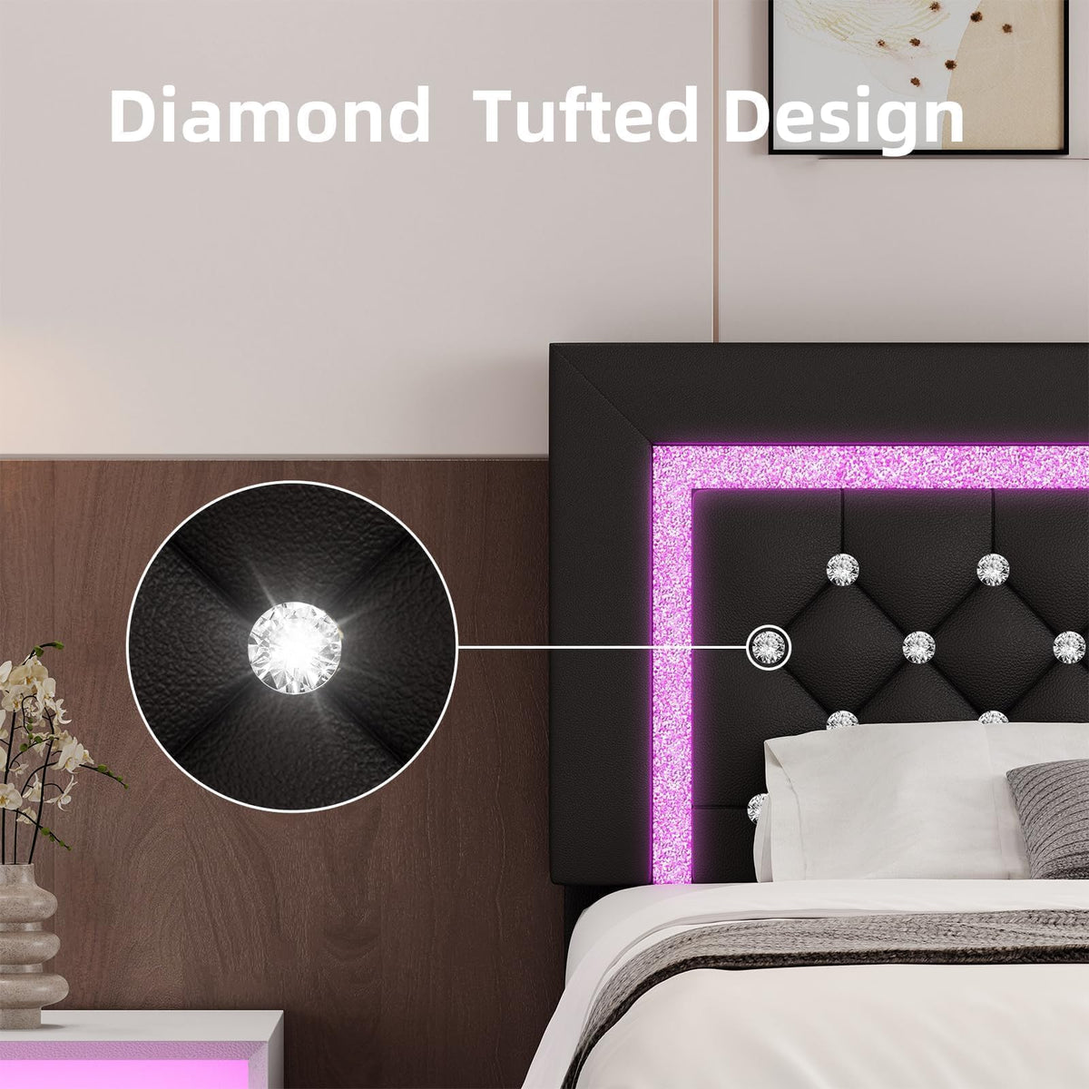 Twin Bed Frame with LED Lights M144