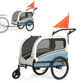 Dog Bike Trailer, 2-in-1 Pet Stroller Cart Bicycle Carrier, Folding with Quick Release Wheels V91084