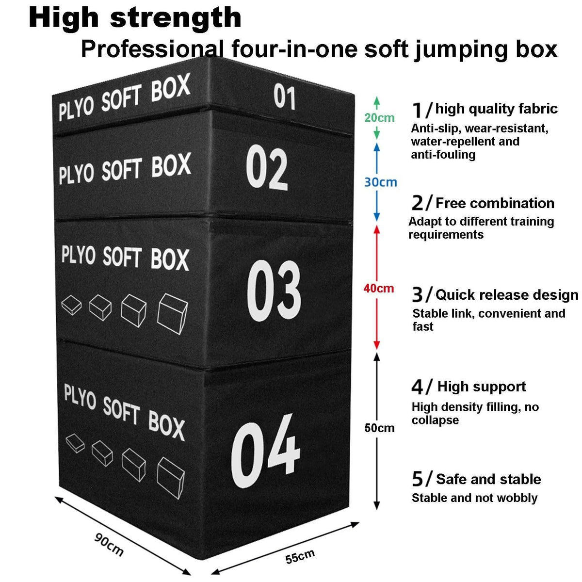 4-in-1 Foam Jumping Exercise Box Non-slip PU Leather Cover X27004