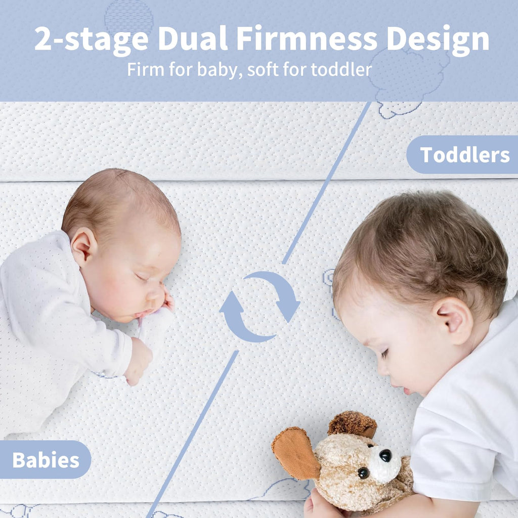 Tri-fold Pack and Play Mattress, 38x26 Dual Foam with Travel Bag W516726