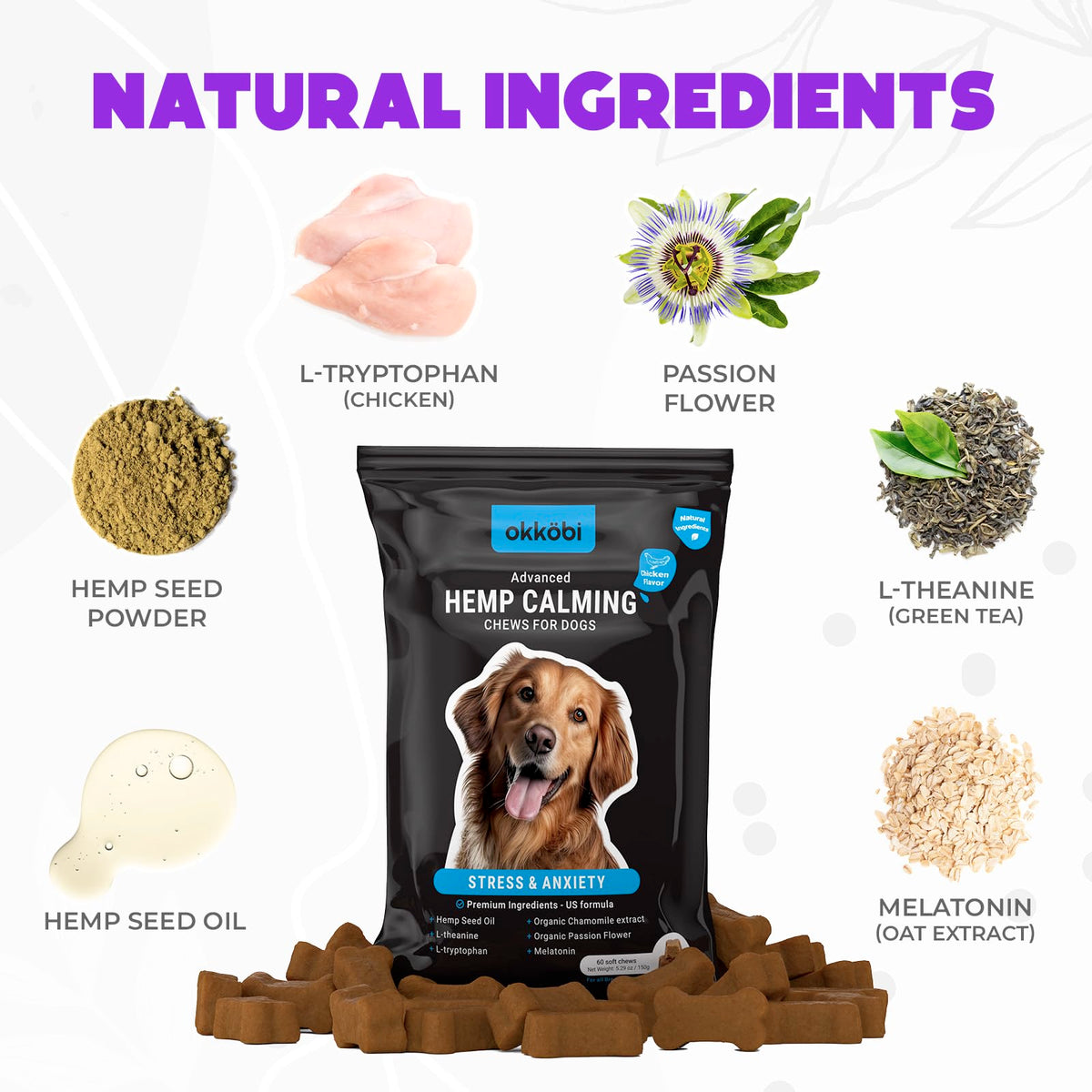 Chicken Flavor 60 Count Calming Chews for Dogs W429467