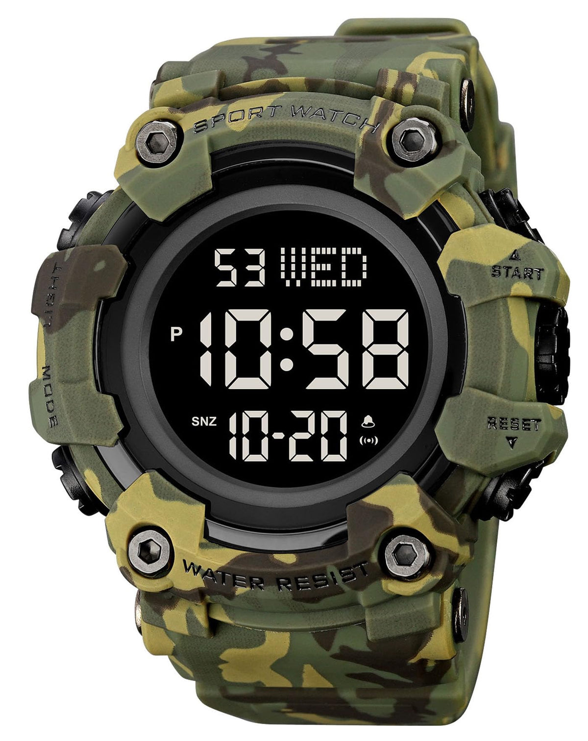 Men's Digital Military Sports Watch Large Face 50M Rubber LED Q630966