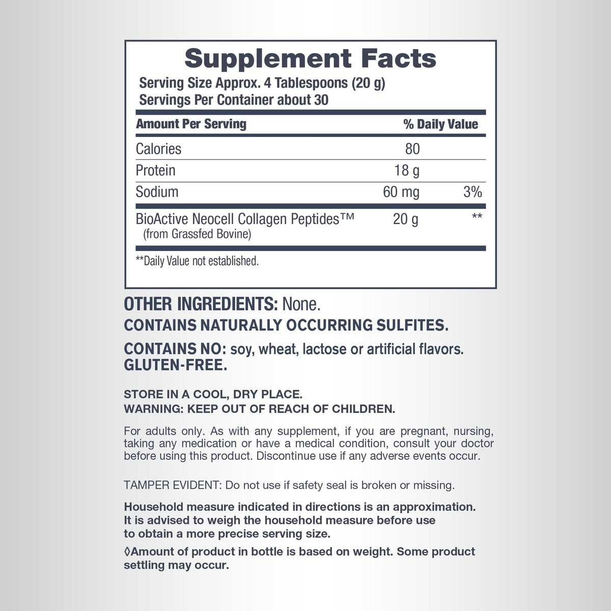 Unflavored Collagen Peptides Powder S176772