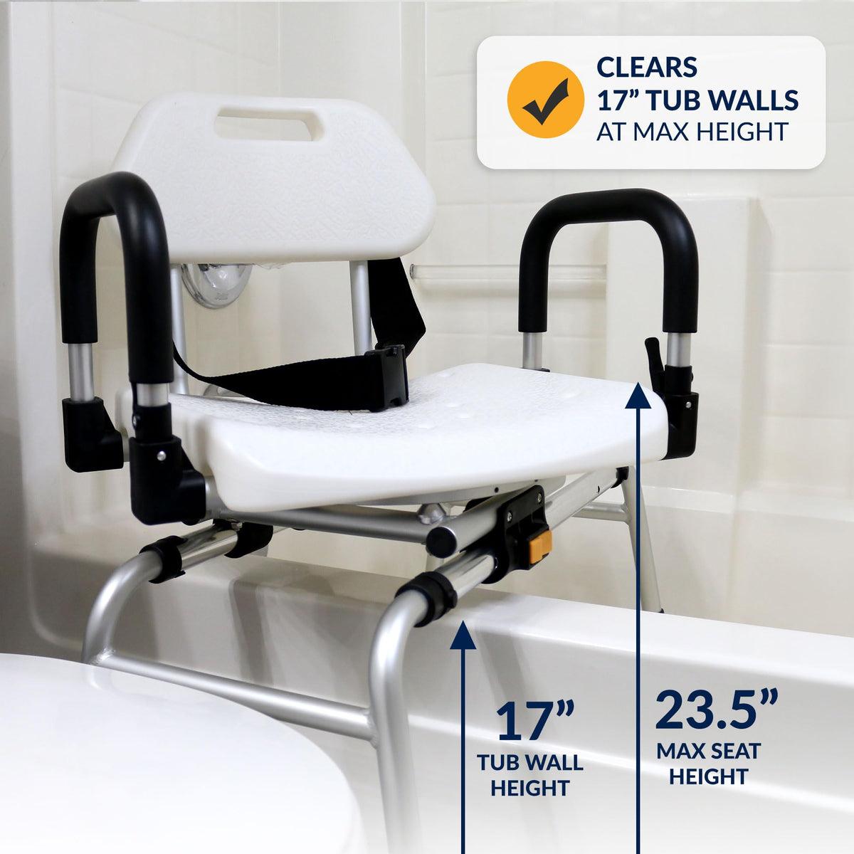 Extra-Wide 360lb Capacity Non-Slip Padded Shower Chair & Transfer Bench B43786