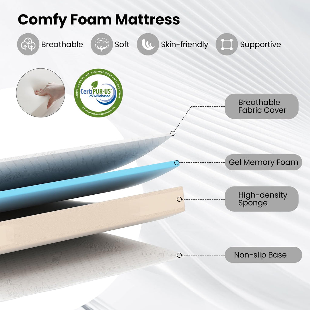 Twin Folding Bed with Memory Foam Mattress H157