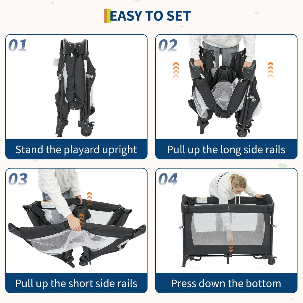 4 in 1 Pack and Play with Bassinet, Changing Table, Playpen and Carry Bag N22969