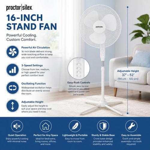 16-Inch 3-Speed Oscillating Pedestal Fan G2993