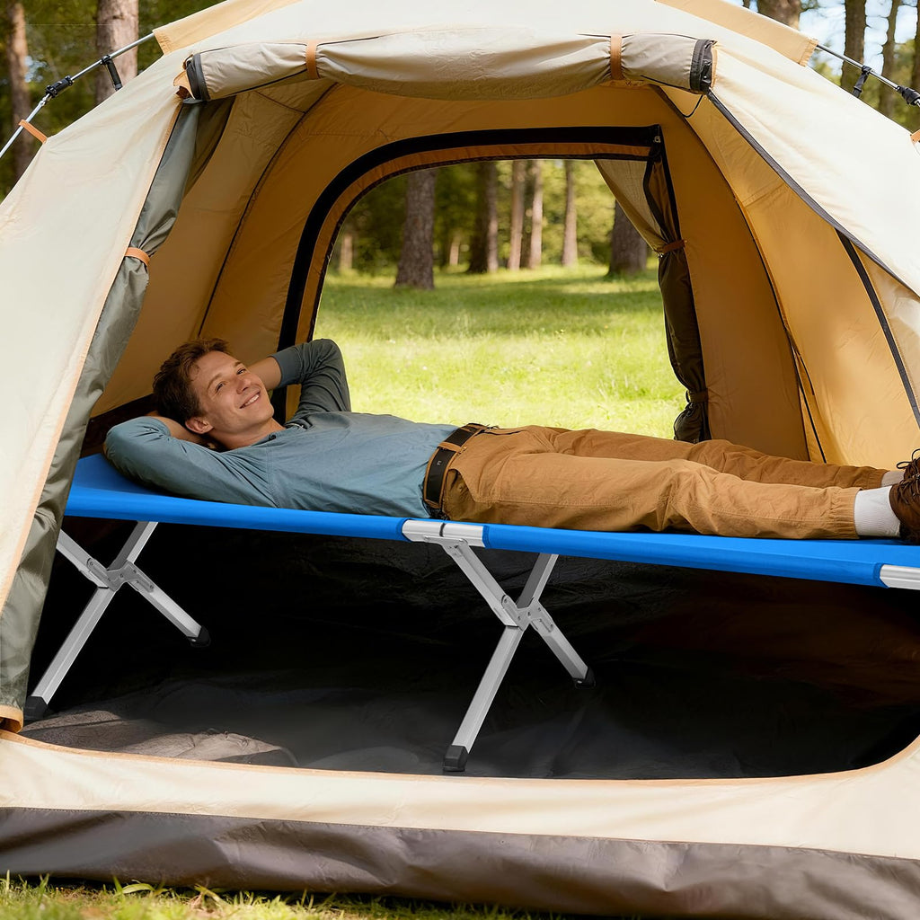 Folding Camping Cot with Carry Bag, Blue M449996