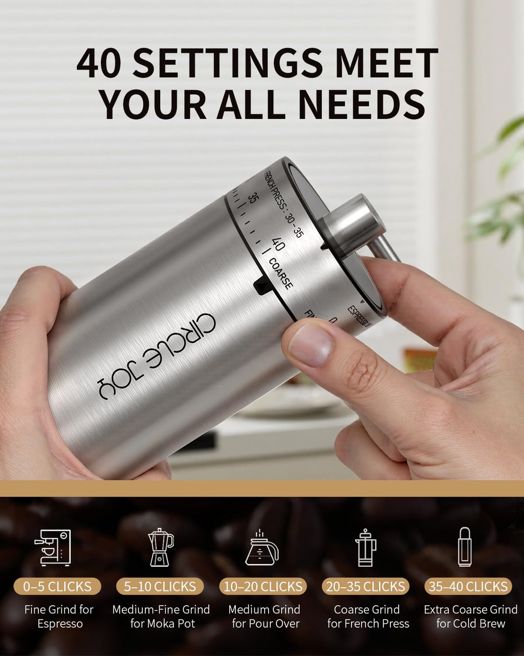 Manual Stainless Steel Burr Coffee Grinder L817