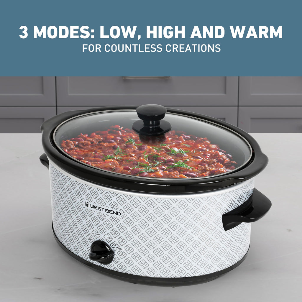 6-Quart Slow Cooker with Ceramic Crockpot and Glass Lid Q53907