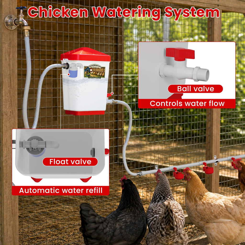 3 Gallon Automatic Chicken Waterer with 8 Cups and 8 Nipples K79864