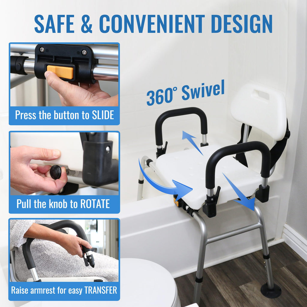 Extra-Wide 360lb Capacity Non-Slip Padded Shower Chair & Transfer Bench B43786