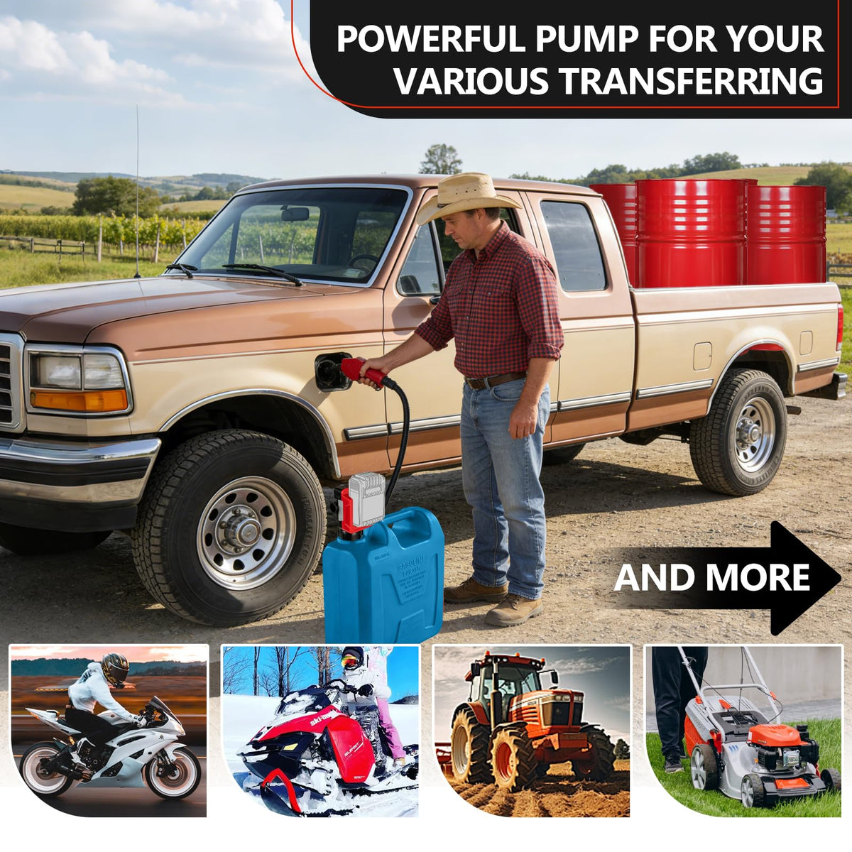 Cordless Gas Pump with Auto-Stop & Hand Nozzle, 51" Hose B26016