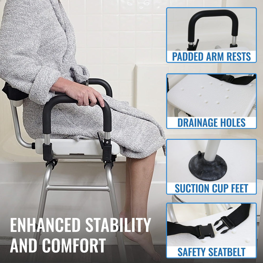 Extra-Wide 360lb Capacity Non-Slip Padded Shower Chair & Transfer Bench B43786