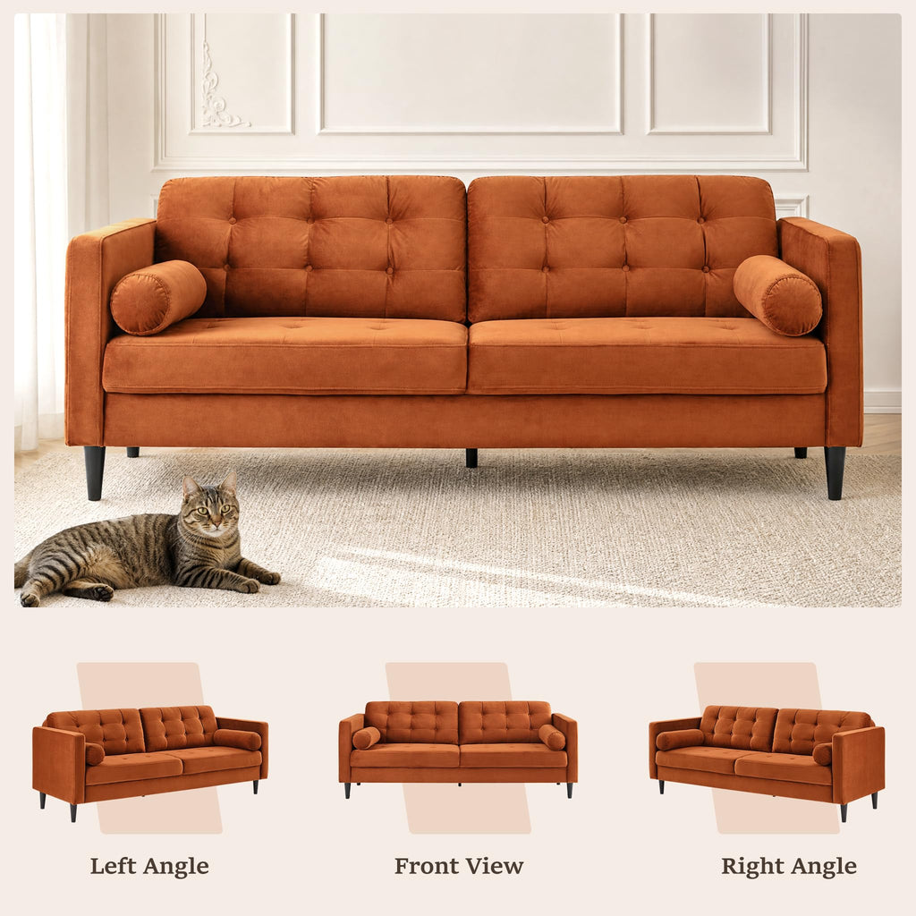 80" Velvet Sofa with Solid Wood Legs Z75651