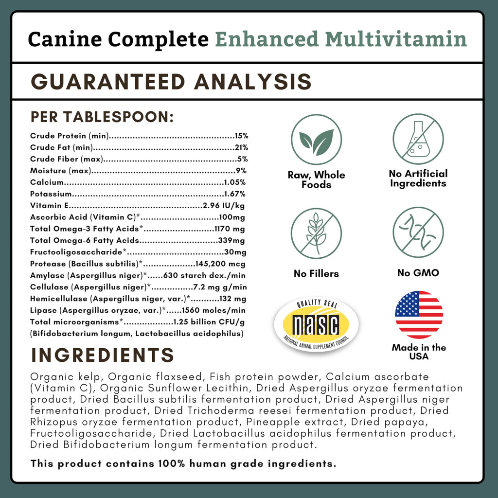 Organic Dog Vitamins, 1 Lb, 45 Scoops K45953