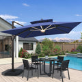 10x10 FT Cantilever Patio Umbrella with Base & LED C9818
