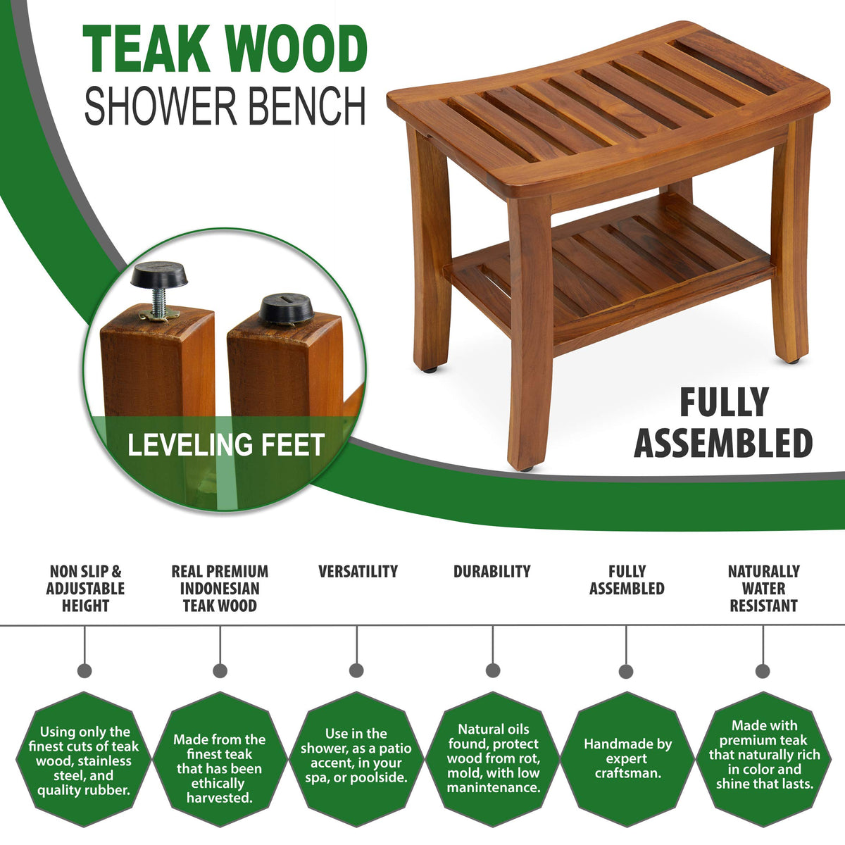 Teak Shower Bench & Stool U1409