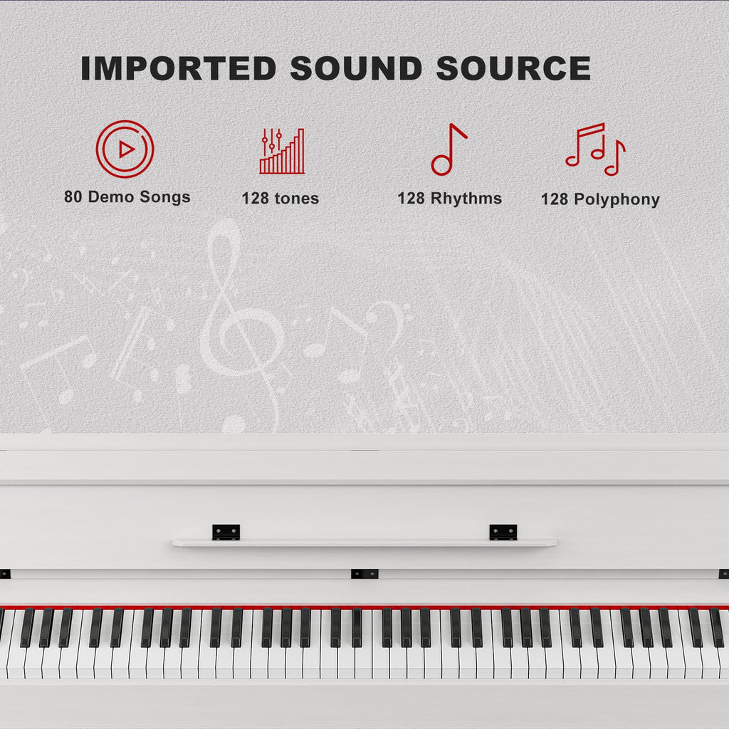 88 Weighted Key Digital Piano with Duet Piano Bench, Full Size Heavy Hammer Weighted Action Electric Piano Keyboard with USB MIDI, White P6778