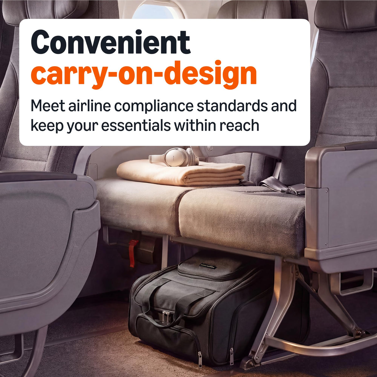 Underseat Carry-On Luggage with Wheels and Handle, 14" Rolling Travel Bag, Black X334913