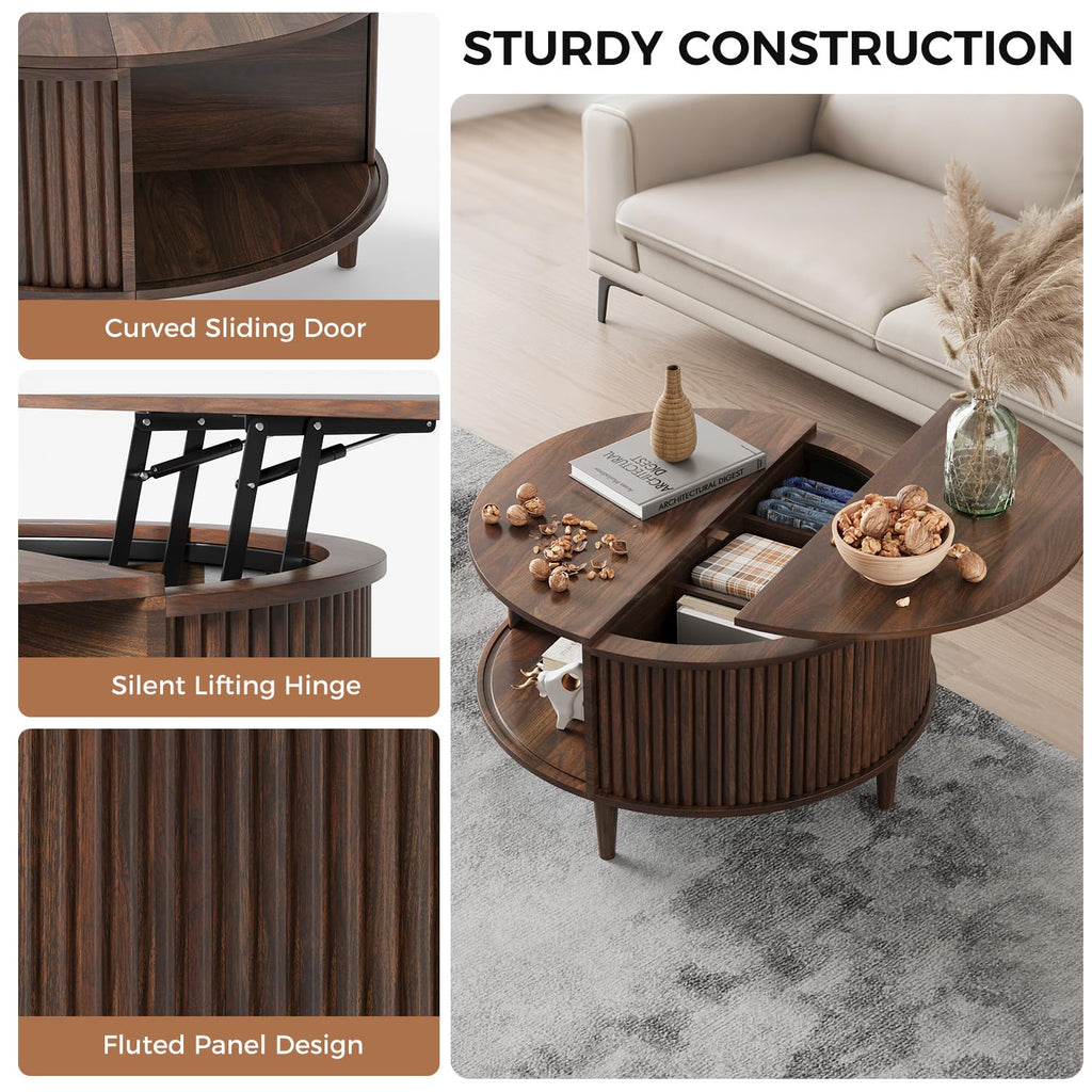 Round Lift Top Coffee Table with Storage C949748