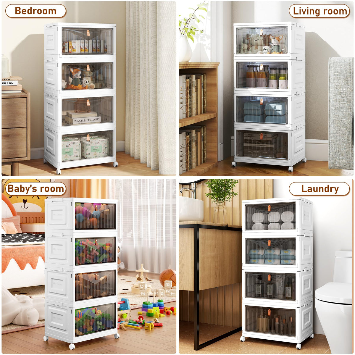 Closet Organizers and Storage with Wheels, 23QT White X997815