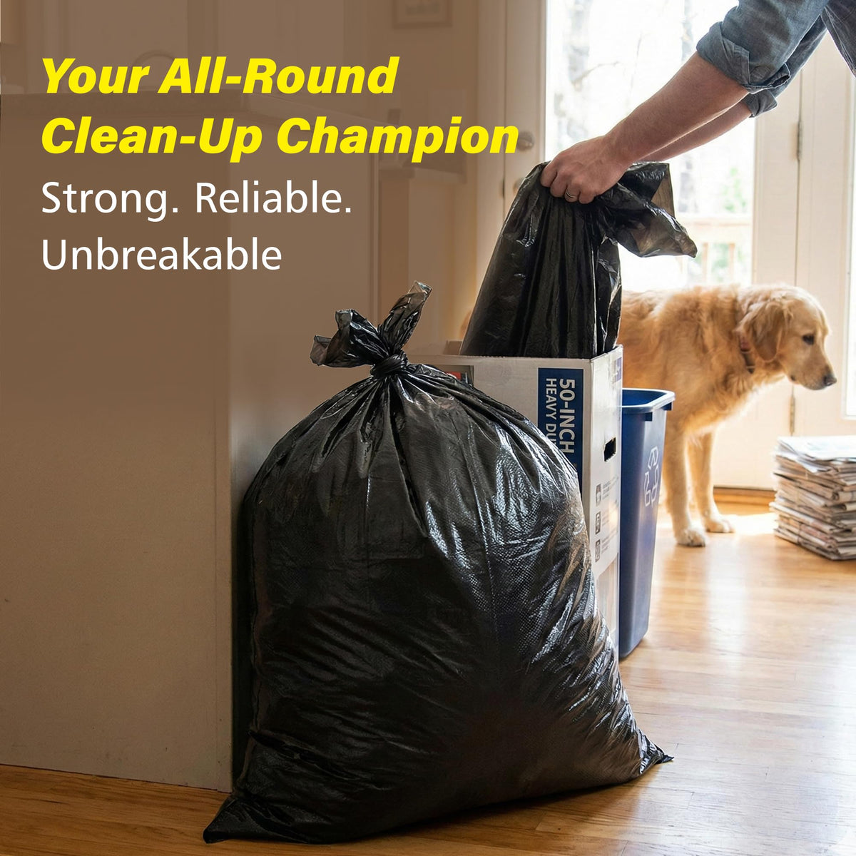 42 Gallon 3 Mil Black Heavy-Duty Trash Bags D235273