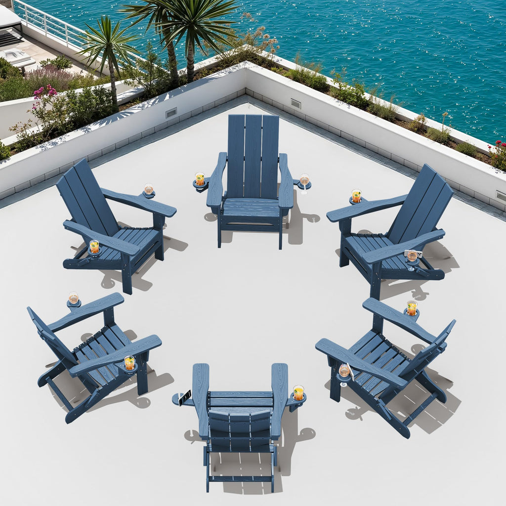 Blue Folding Adirondack Chairs Set of 6 Y126