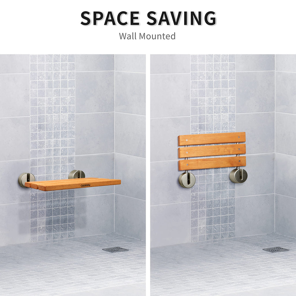 20" Teak Folding Shower Seat Wall Mount M7661