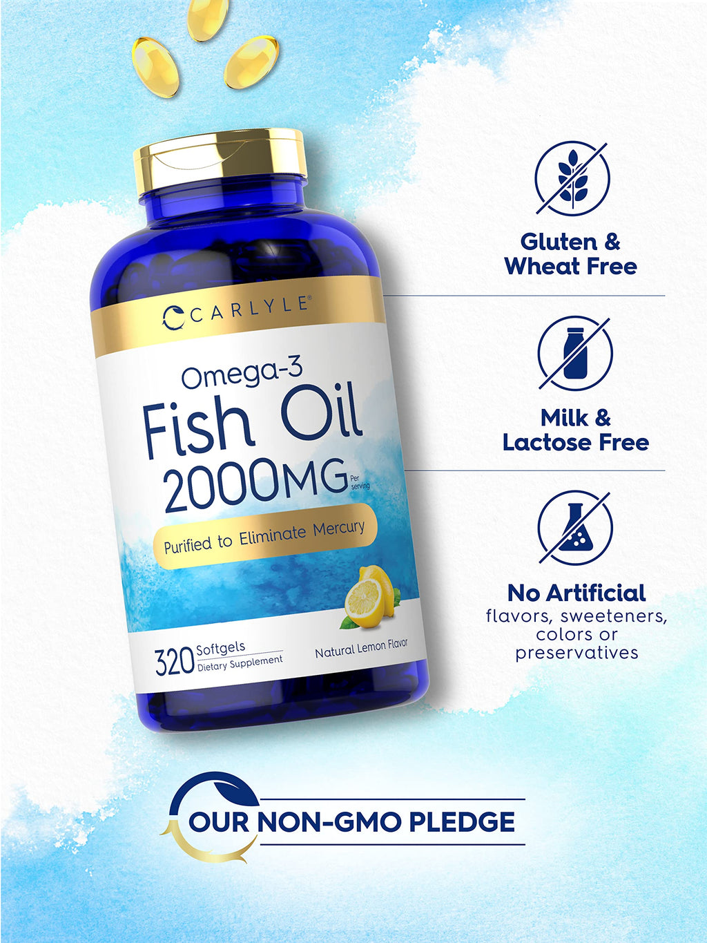 Fish Oil Omega 3 Supplements 2000mg 320 Softgels EPA & DHA P883182