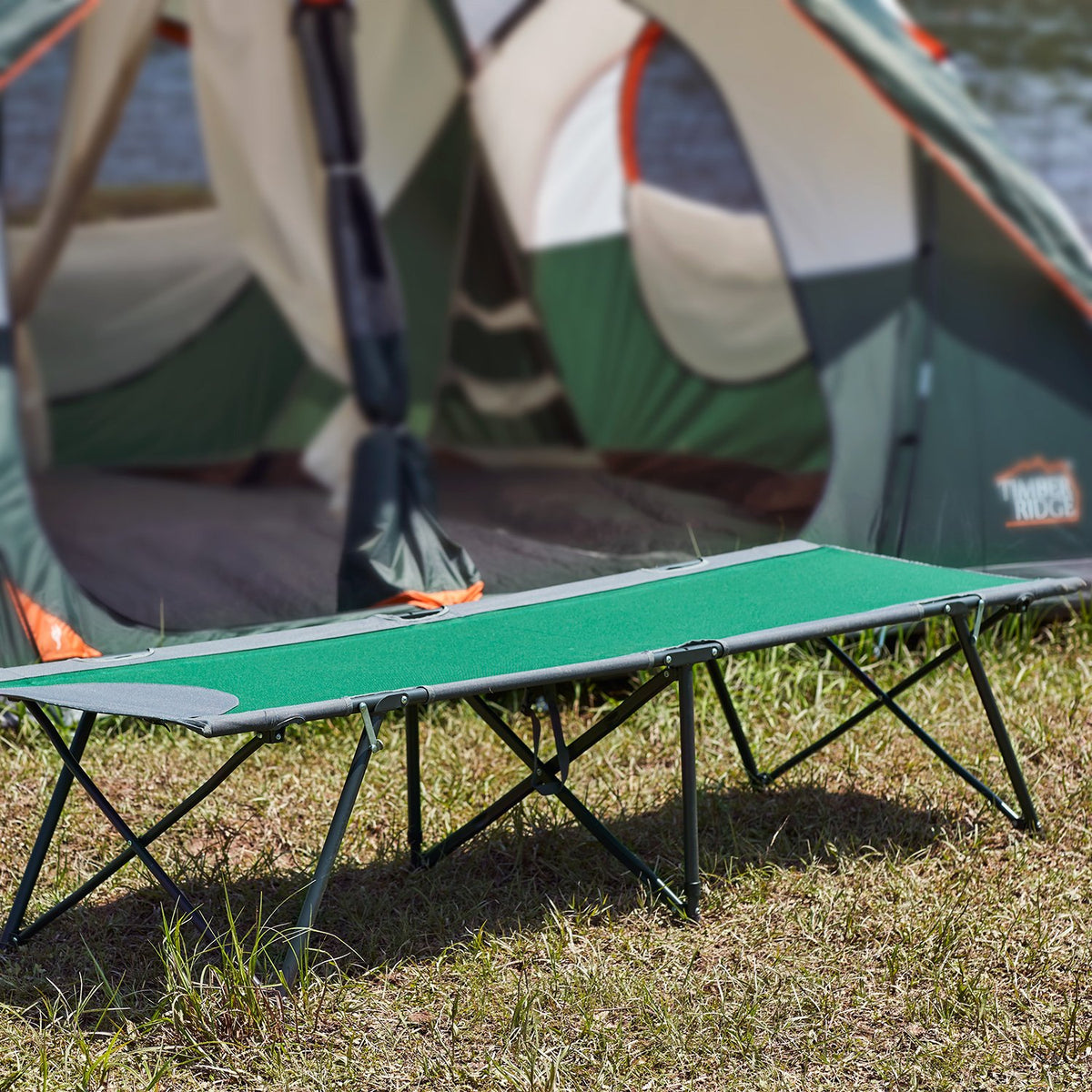 Green Folding Camping Cot with Carry Bag U676
