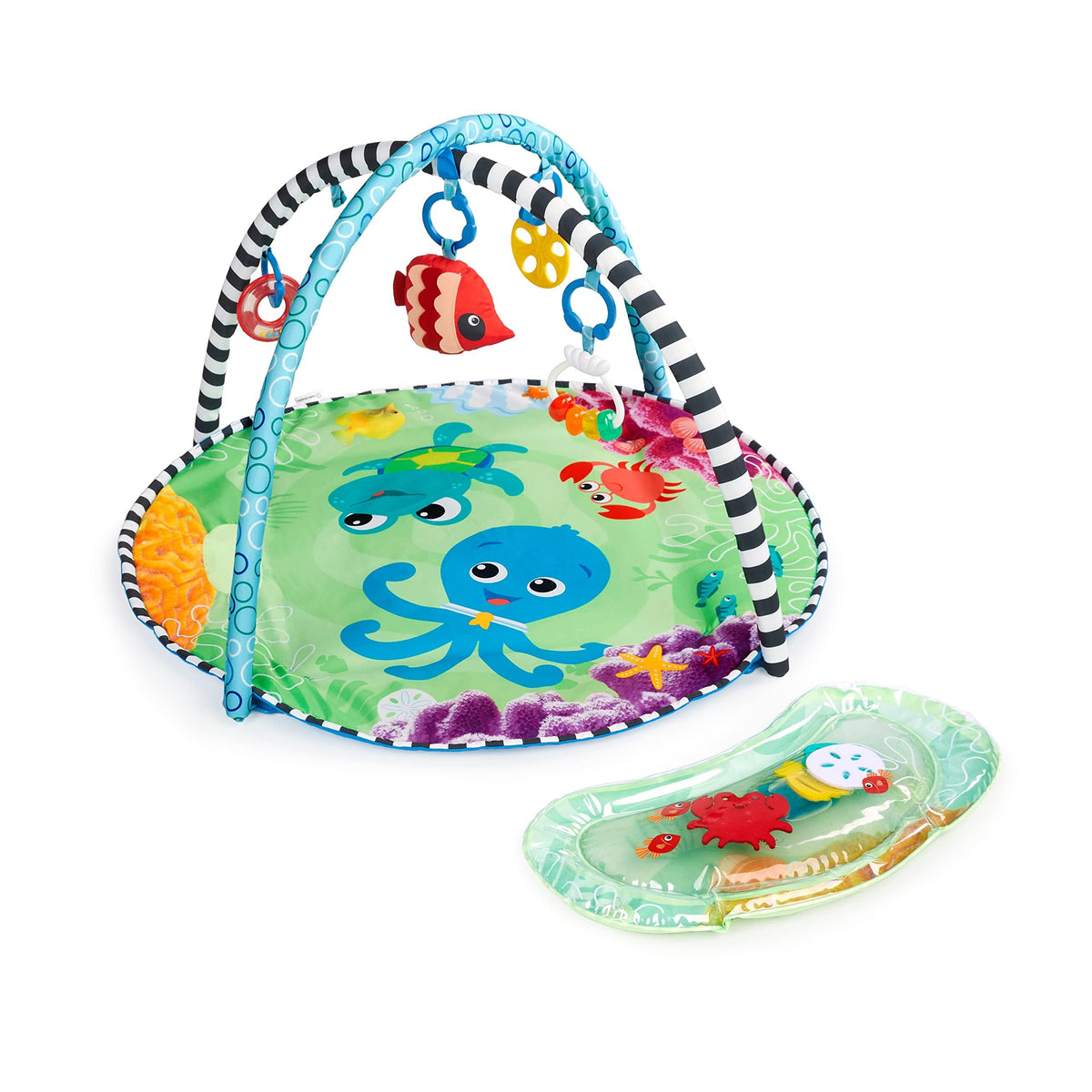 2-in-1 Water Mat Tummy Time Activity Play Gym Sensory Toys Y6937