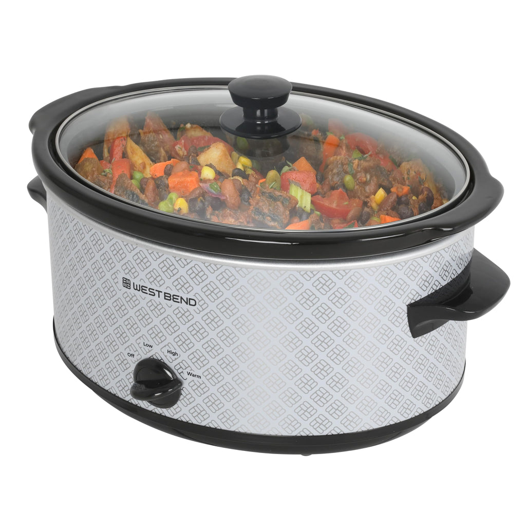6-Quart Slow Cooker with Ceramic Crockpot and Glass Lid Q53907