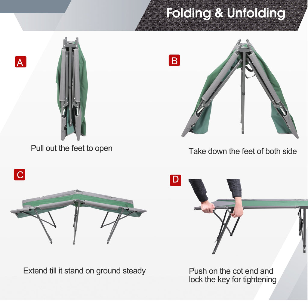 Green Folding Camping Cot with Carry Bag U676