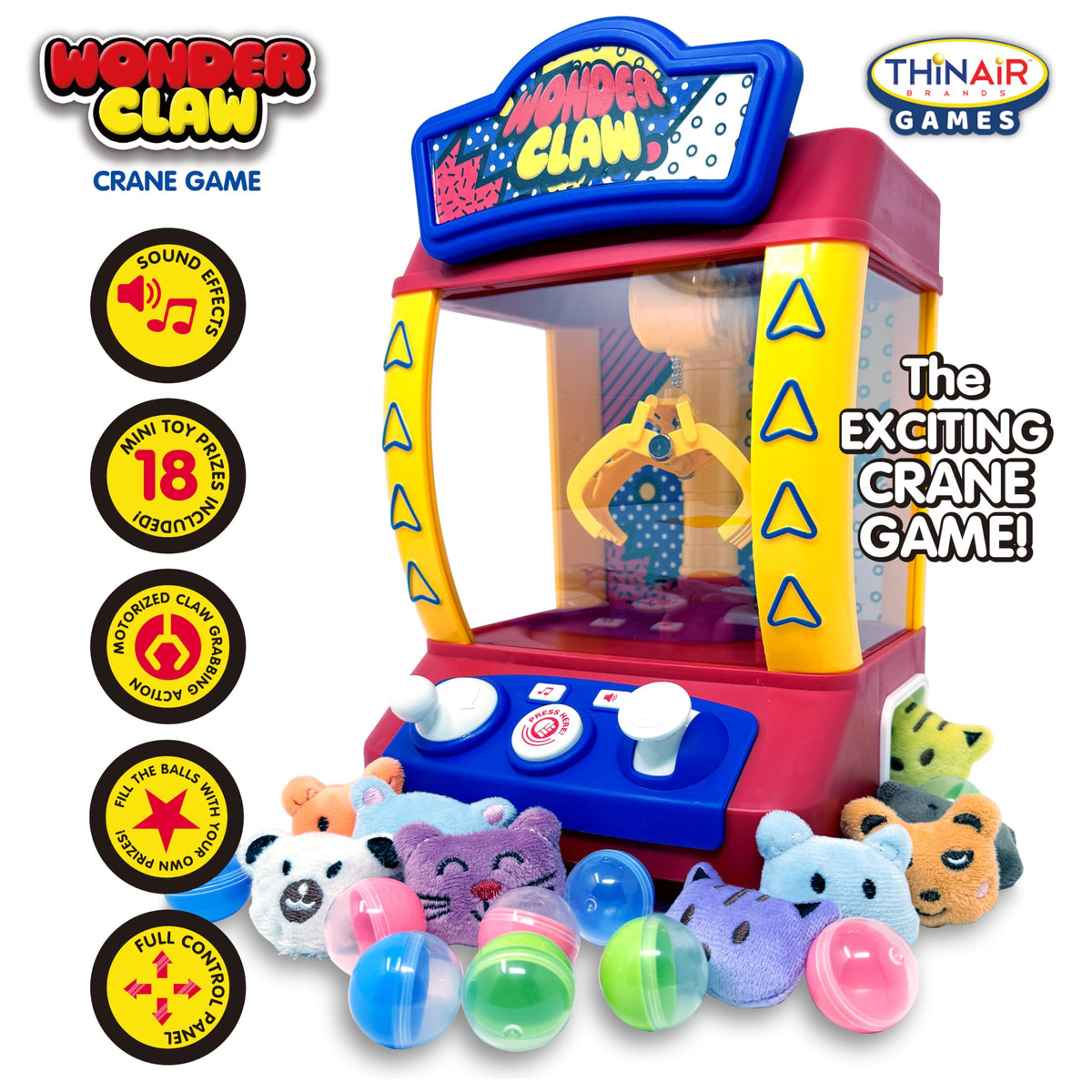 Claw Machine Crane Game with 9 Stuffed Animal Prizes and 9 Balls B565