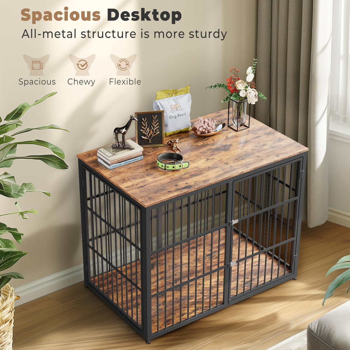 48'' XXL Dog Crate Furniture with 3 Doors U9095