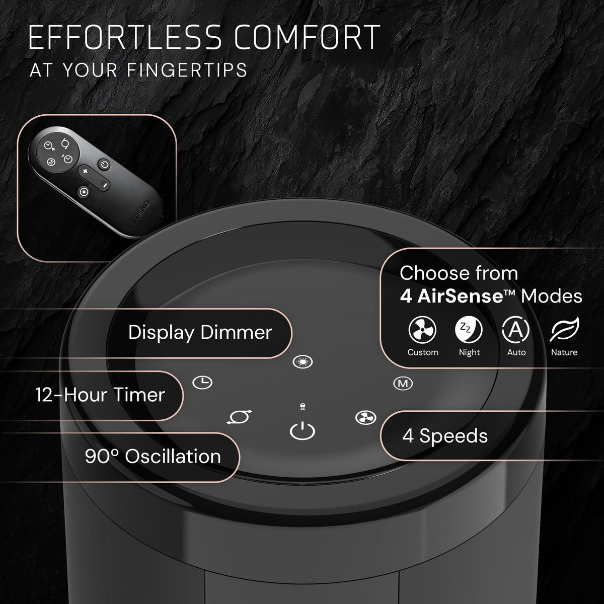 Black Tower Fan with Remote Y308700