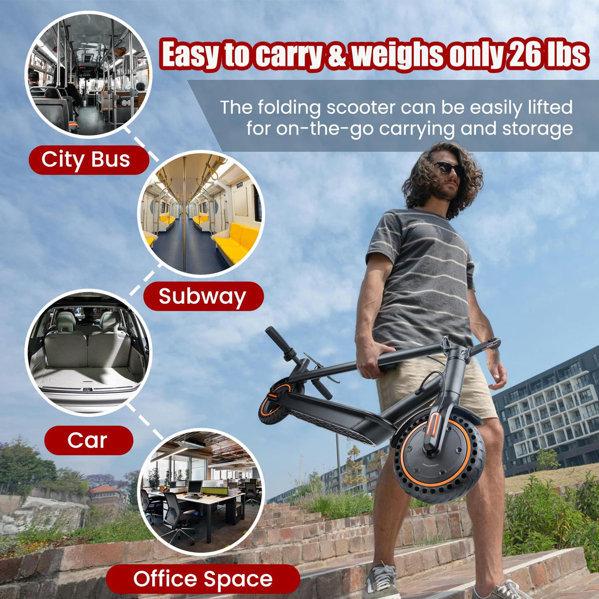 500W Foldable Electric Scooter with Dual Braking System W366