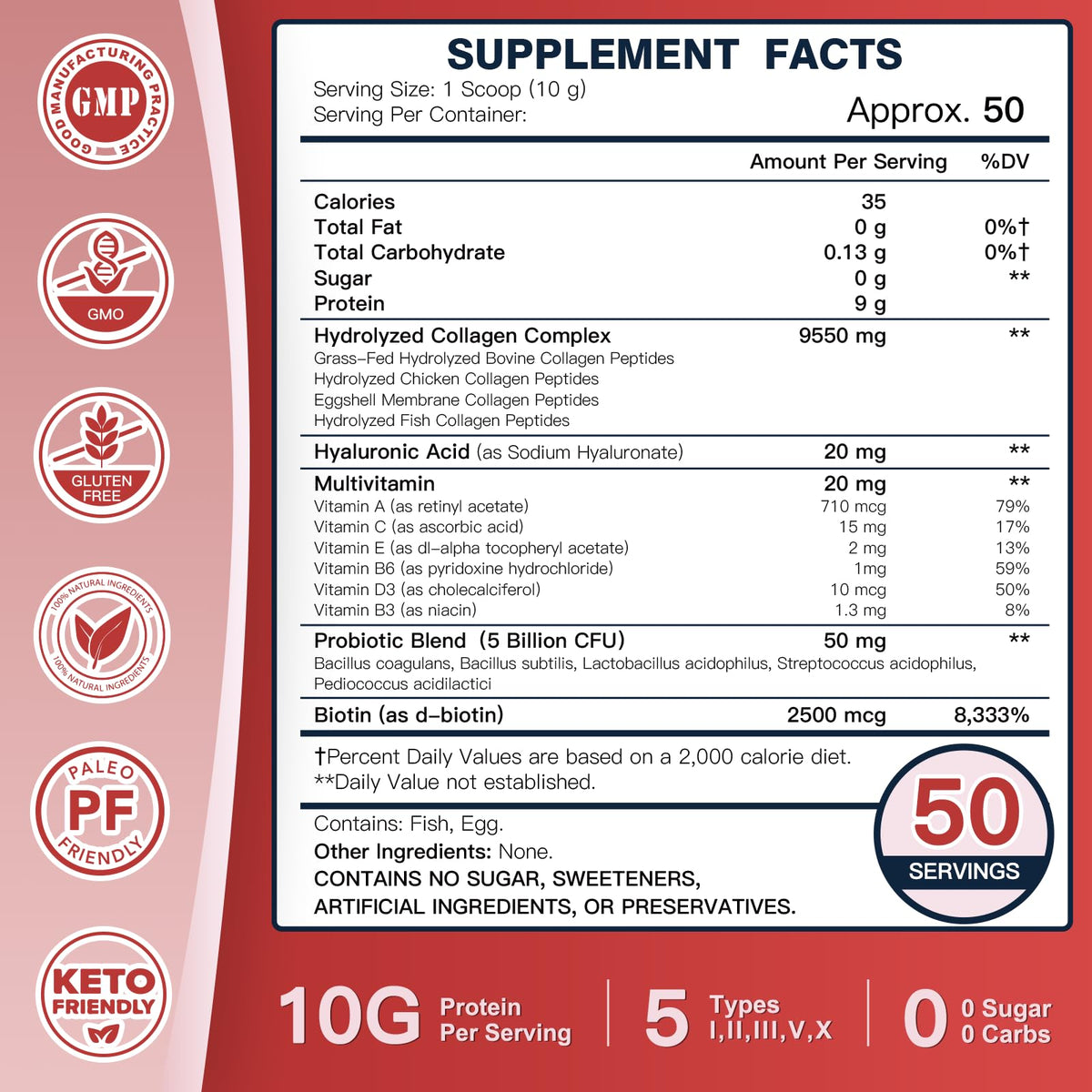 Multi Collagen Peptide Powder with Probiotics Q8943